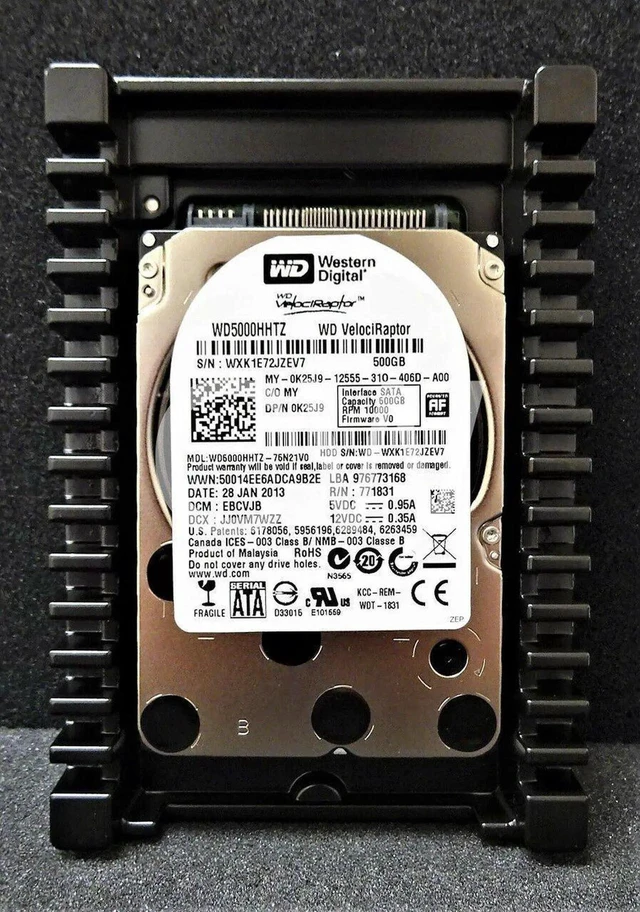 Main image of WD5000HHTZ Wester/n Digital VELOCIRAPTOR 500GB 10K 6G/s 64MB 3.5" SATA Hard Drive