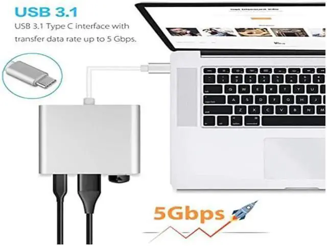 Alt view image 2 of 7 - USB C to HDMI Multiport Adapter, Thunderbolt 3 4K HDMI Digital AV Adapter with USB 3.0 & PD Fast Charging Port, Aluminum Type C Hub for MacBook, iPad Pro, Samsung S20/S10+, Laptop, Monitor, Projector