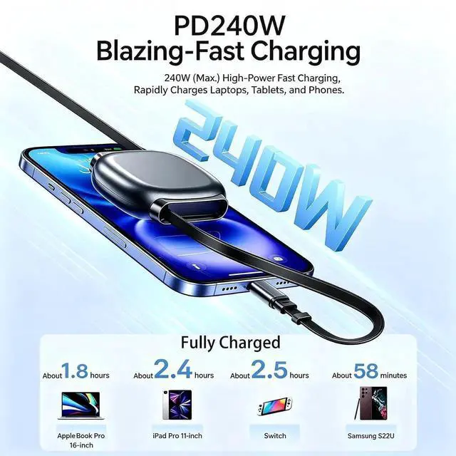 Alt view image 6 of 7 - 1M/3.3FT Retractable USB C to USB C Cable, 240W PD Fast Charging Telescopic Type-C Cord for MacBook, iPhone 15/16, Samsung, Laptop, Travel Car Portable Charger Wire Purple