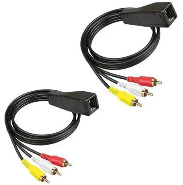 Alt view image 7 of 7 - RJ45 Female to 3RCA Balun Extender, 3 Lotus RCA AV Signal Over Cat5e/Cat6 Network Cable, Analog Audio Video Transmitter Receiver Kit Supports Max 305M Transmission, Passive AV Extension Adapter for TV