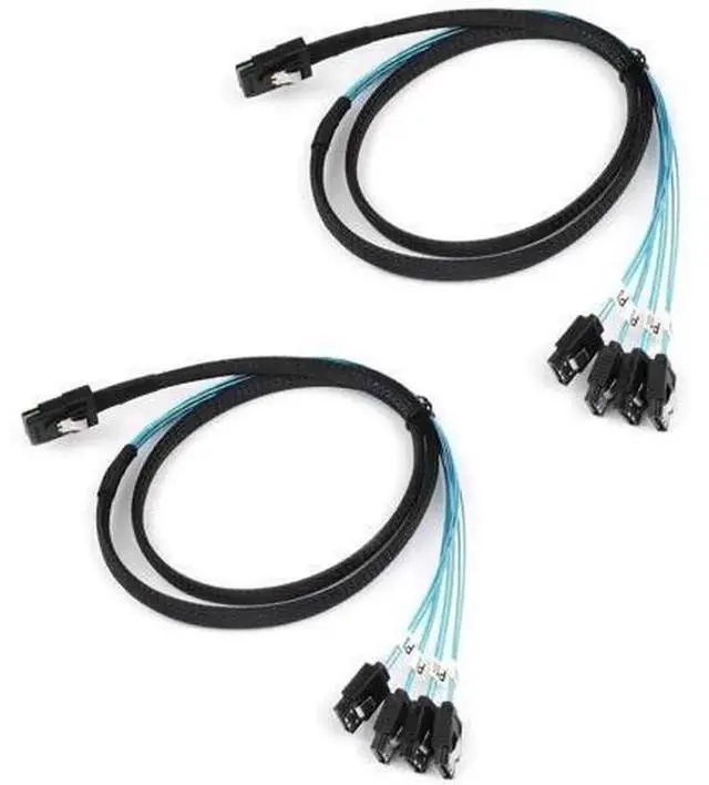 Alt view image 4 of 6 - 2 Pack Reversed Mini SAS Breakout Cable, SFF-8087 36Pin Male Target to 4 SATA 7Pin Female Host Wire, SAS 4i Reverse Data Cord for Server RAID HBA Card, NAS Storage Array, HDD SSD Connection, Compatibl