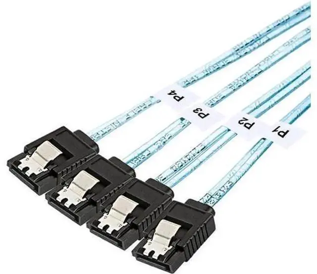 Alt view image 2 of 5 - 2M/6.6FT External Mini SAS HD SFF-8644 to 4 SATA 7Pin Breakout Cable, High Speed Server RAID Hard Drive Data Cord, Multi-Disk Storage Connection Wire Compatible with LSI, Dell, HP, Super