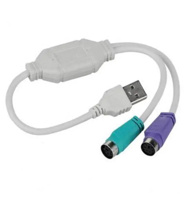 Alt view image 2 of 4 - USB to PS2 Adapter Cable with Built-in Chip, Black Dual Port Splitter Converter Cord, USB A Male to 2 PS2 Female for Simultaneously Connecting PS2 Keyboard & Mouse, Plug & Play for Desktop Laptop