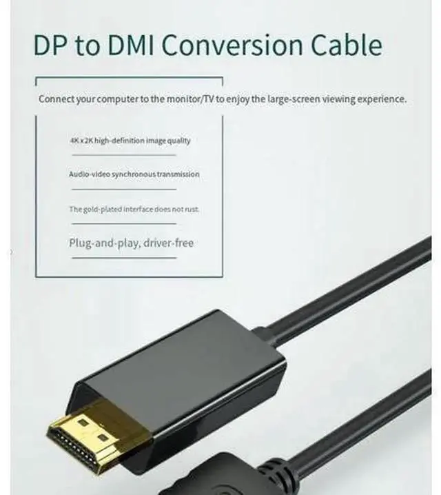 Alt view image 5 of 6 - 1.8M DP to HDMI Cable, DisplayPort Male to HDMI Male Converter Cord Supports 4K 30Hz & 1080P Full HD, High Speed DP to HDMI Adapter Cable for Laptop Desktop PC, Graphics Card, Monitor, Projector, HDTV