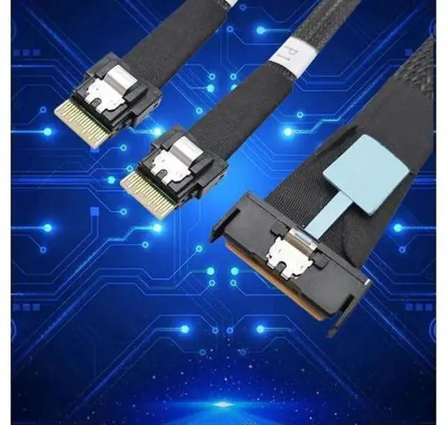 Alt view image 6 of 7 - 50cm MCIO 8i Slimline SAS Breakout Cable, Male to Male PCIE 5.0 Server Adapter Cord, 1 MCIO 8i Port Split to Dual SFF-8654 4i Interfaces, High-Speed Storage Connection Cable for Server Motherboard, RA