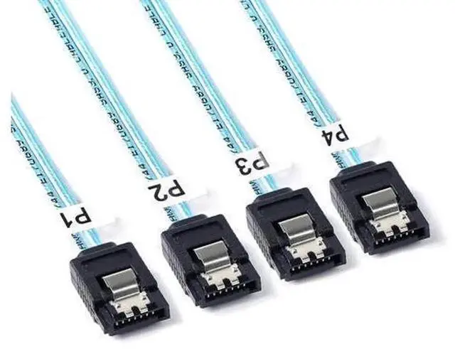Alt view image 4 of 6 - 2 Pack 0.5M SFF-8087 Mini SAS to SATA Breakout Cable, 1.6FT Mini SAS SFF8087 Male to 4 SATA Female Splitter Cord, High Speed Internal Server Storage Connection Wire for RAID Controller Card, Hard Driv