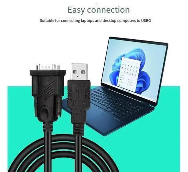 Alt view image 2 of 5 - 1.5M USB to RS232 Serial Adapter Cable, USB A to DB9 9Pin COM Port Debugging Communication Cord, Universal Industrial Data Transfer Line for PLC, Engraving Machine, Scanner, POS Machine, Industrial Co