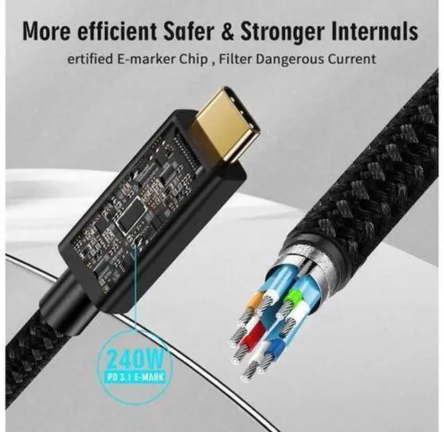 Alt view image 5 of 7 - 0.5M USB4 Thunderbolt 5 USB-C to USB-C Cable, 80Gbps High Speed Data Transfer, 240W Max Fast Charging Cord, Supports 16K@60Hz & 4K@120Hz HDR Video Output, Compatible with Laptop, Docking Station, Hub,