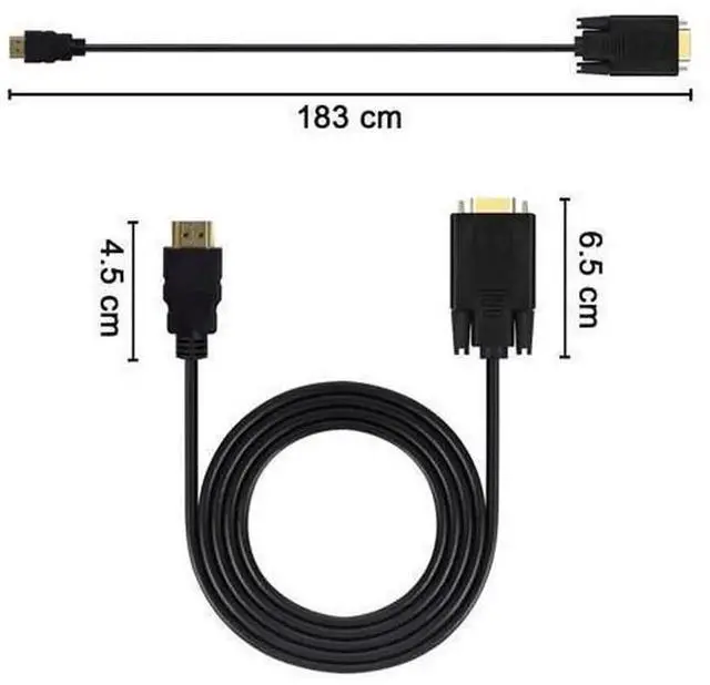 Main image of 1.8M Built-in Chip HDMI-Compatible to VGA Converter Cable Full HD 1080P Video Transmission Cord, Digital to Analog Signal Conversion Wire for Laptop PC Monitor Projector TV Classroom Meeting Home Disp