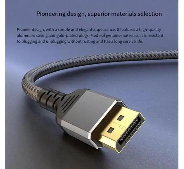 Alt view image 4 of 5 - DisplayPort 2.1 DP Cable Support 16K@60Hz Ultra HD Video Transmission Cord, High Speed DP Male to Male Wire for Desktop PC Graphics Card Gaming Monitor Projector Smart TV Gaming Video Display Connecti