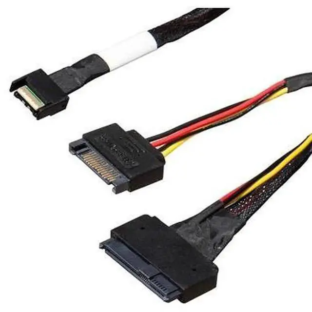 Alt view image 3 of 4 - 70CM PCIe 5.0 MCIO x4 to U.2 NVMe Adapter Cable SFF-TA-1016 to SFF-8639 Power Supply Cord, High Speed Enterprise Server Storage Wire for NVMe U.2 SSD Rack Storage Hardware Upgrade Connection
