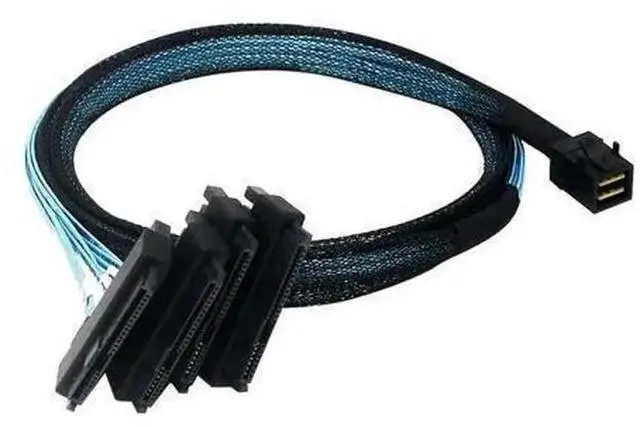 Main image of SFF-8643 HD Mini SAS to 4x SAS 29Pin SFF-8482 Hard Drive Splitter Cable, 12Gbps High Speed Server Data Cord, Single SFF8643 Port Split to Four SFF8482 SAS Drive Connectors for Rack Server, RAID HBA Ca