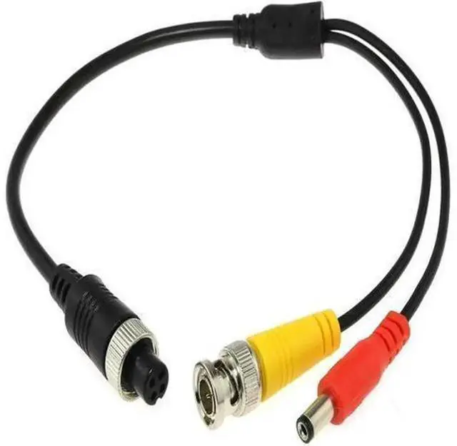 Main image of 35cm M12 4Pin Female Aviation Plug to BNC Male + DC Power Adapter Cable, 13.78 Inch M12 to BNC DC Combined Extension Cord, Shockproof Waterproof Signal Power Combo Wire for Vehicle CCTV Car Camera, Tr