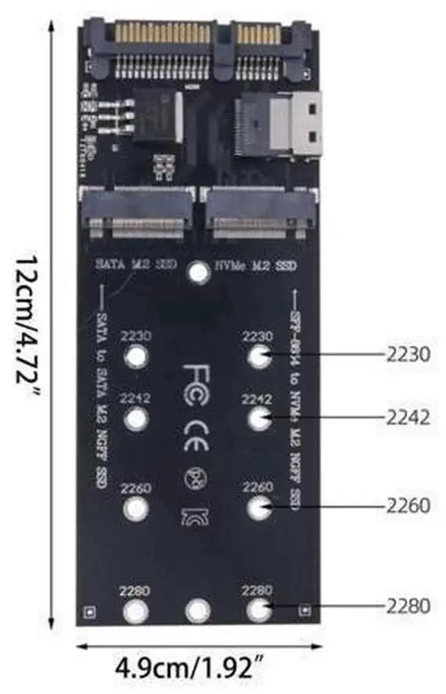 Alt view image 3 of 6 - SFF-8654 22Pin Slimline SAS to M.2 U.2 Adapter Kit, NGFF M-Key PCIe NVMe & SATA SSD Converter Card, SFF8654 to U2 M.2 Adapter for Desktop Motherboard, Server Storage Expansion, High Speed SSD Connecti