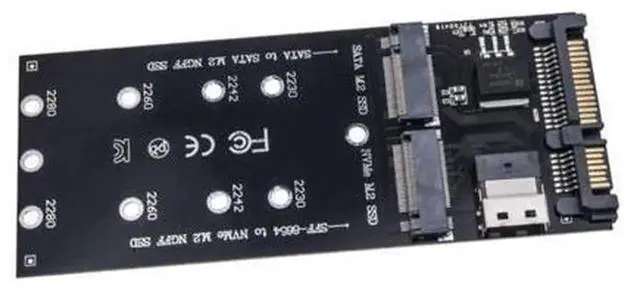 Alt view image 2 of 6 - SFF-8654 22Pin Slimline SAS to M.2 U.2 Adapter Kit, NGFF M-Key PCIe NVMe & SATA SSD Converter Card, SFF8654 to U2 M.2 Adapter for Desktop Motherboard, Server Storage Expansion, High Speed SSD Connecti