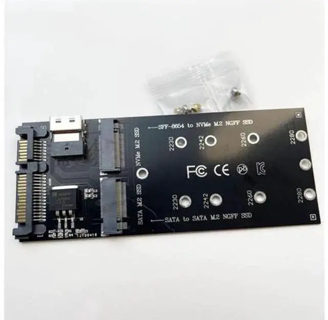 Alt view image 5 of 6 - SFF-8654 22Pin Slimline SAS to M.2 U.2 Adapter Kit, NGFF M-Key PCIe NVMe & SATA SSD Converter Card, SFF8654 to U2 M.2 Adapter for Desktop Motherboard, Server Storage Expansion, High Speed SSD Connecti
