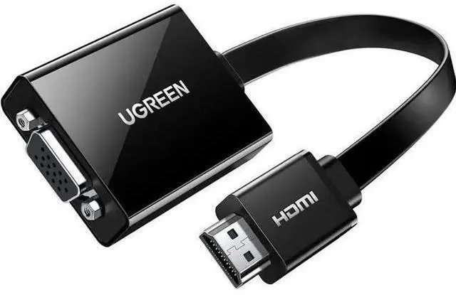Main image of Active HDMI Male to VGA Female Converter Adapter with 3.5mm Audio Port, Full HD 1080P Video Output Active Signal Conversion Dongle, Black Compact Adapter Compatible with PC, Laptop, Ultrabook, Raspber