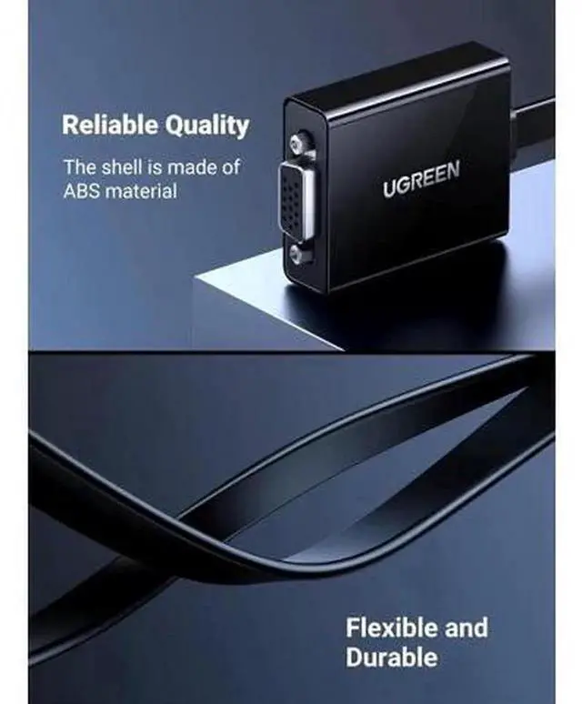 Alt view image 2 of 7 - Active HDMI Male to VGA Female Converter Adapter with 3.5mm Audio Port, Full HD 1080P Video Output Active Signal Conversion Dongle, Black Compact Adapter Compatible with PC, Laptop, Ultrabook, Raspber