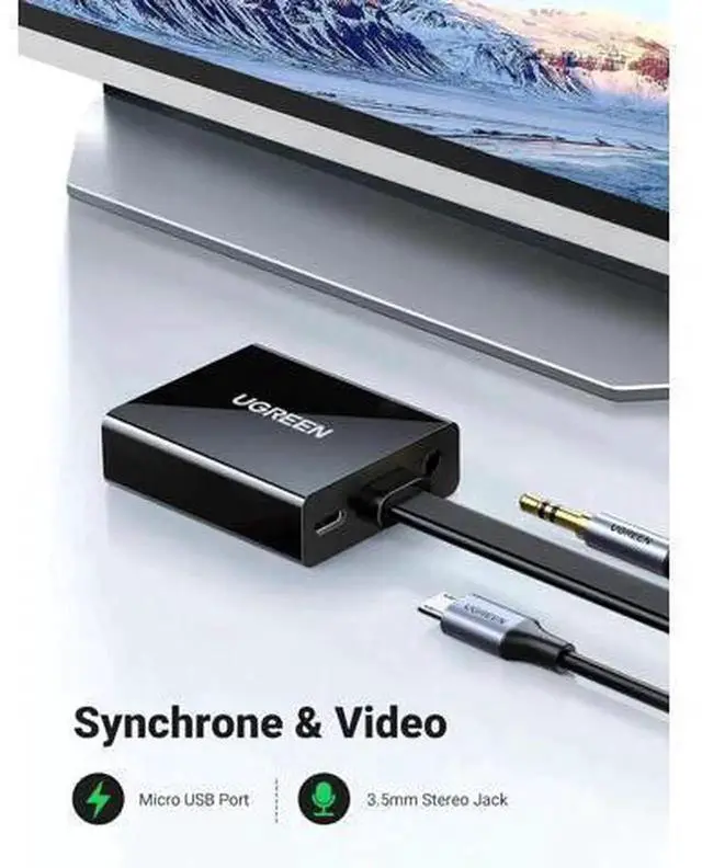 Alt view image 7 of 7 - Active HDMI Male to VGA Female Converter Adapter with 3.5mm Audio Port, Full HD 1080P Video Output Active Signal Conversion Dongle, Black Compact Adapter Compatible with PC, Laptop, Ultrabook, Raspber