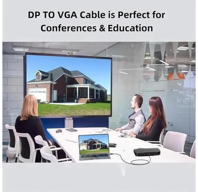 Alt view image 2 of 7 - 2-Pack 6FT DisplayPort to VGA Male to Male Cable, DP to VGA HD 1080P Video Conversion Cord, Stable Analog Signal Transfer Wire Compatible with Desktop PC, Laptop, Monitor, HDTV, Projector, Office Pres