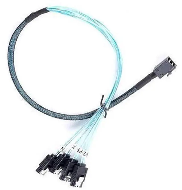 Alt view image 2 of 5 - 2 Pack 0.5M Mini SAS HD SFF-8643 to SATA Breakout Cable, 1.6FT Forward Direction SFF8643 Controller to 4 SATA Hard Drive Splitter Cord, High Speed Storage Connection Wire for Server NAS RAID Card SSD