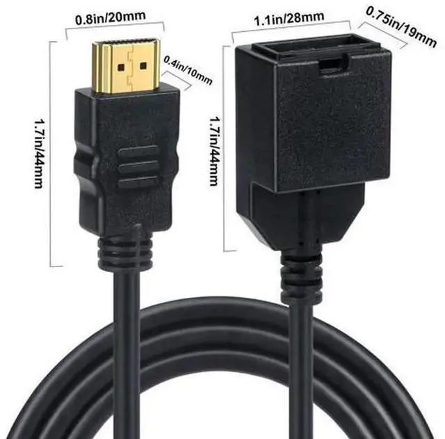 Alt view image 2 of 5 - 4K HDMI 1.4 Type-E Female to HDMI Male/Female Audio Video Adapter Cable, Automobile Grade HDMI Type-E Conversion Cord, Stable Signal Transmission Wire for Car Infotainment, Android Car Stereo, Vehicle