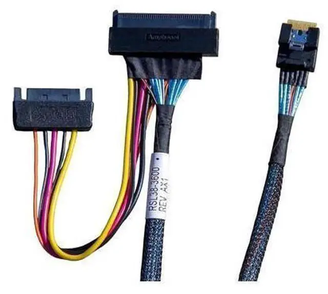 Alt view image 2 of 7 - PCIe Gen4 SlimSAS 4X to U.2 NVMe Adapter Cable, SFF-8654 38Pin to SFF-8639 68Pin Storage Interconnect Cord with Independent Power Supply, 75CM High-Speed Shielded Wire for Server Motherboards, HPC Wor