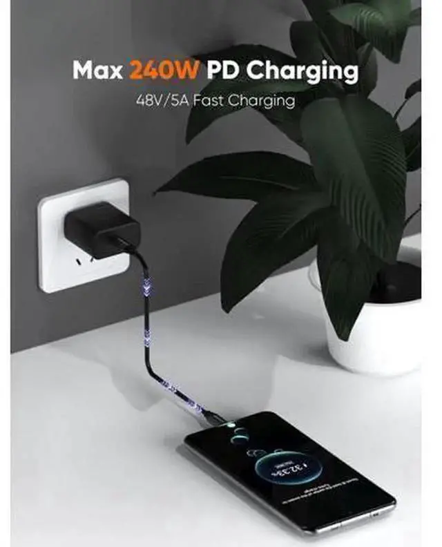 Alt view image 4 of 7 - 1FT USB4 Thunderbolt 4 Cable, 40Gbps Data Transfer 240W Fast Charging 8K@60Hz Video Cord Compatible with Thunderbolt 3/4 USB-C Devices