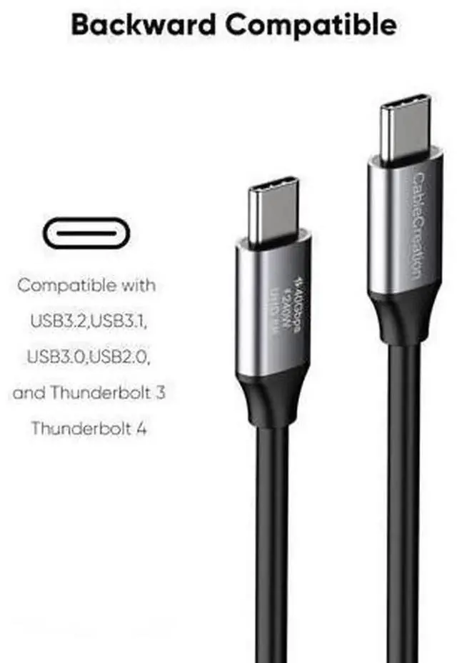 Alt view image 7 of 7 - 1FT USB4 Thunderbolt 4 Cable, 40Gbps Data Transfer 240W Fast Charging 8K@60Hz Video Cord Compatible with Thunderbolt 3/4 USB-C Devices