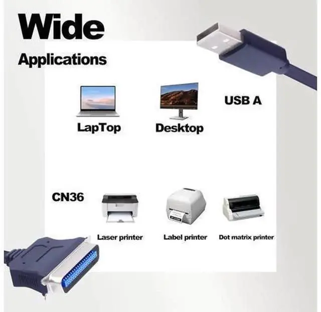 Alt view image 3 of 7 - 1.2M USB 2.0 to CN36 Centronics 36Pin IEEE 1284 Parallel Printer Converter Cable, Compatible with HP, Epson, Canon, Lexmark, Xprinter Dot Matrix, Thermal Receipt, Tax Invoice & Industrial Parallel Pri