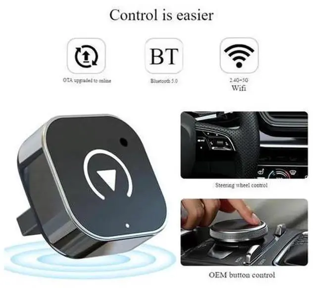 Alt view image 5 of 7 - 2-in-1 Wireless CarPlay & Android Auto Adapter Dongle, Plug and Play Mini Smart Box Convert Factory Wired CarPlay to Wireless Connection, Compatible with iPhone & Android Phones for Vehicle Multimedia