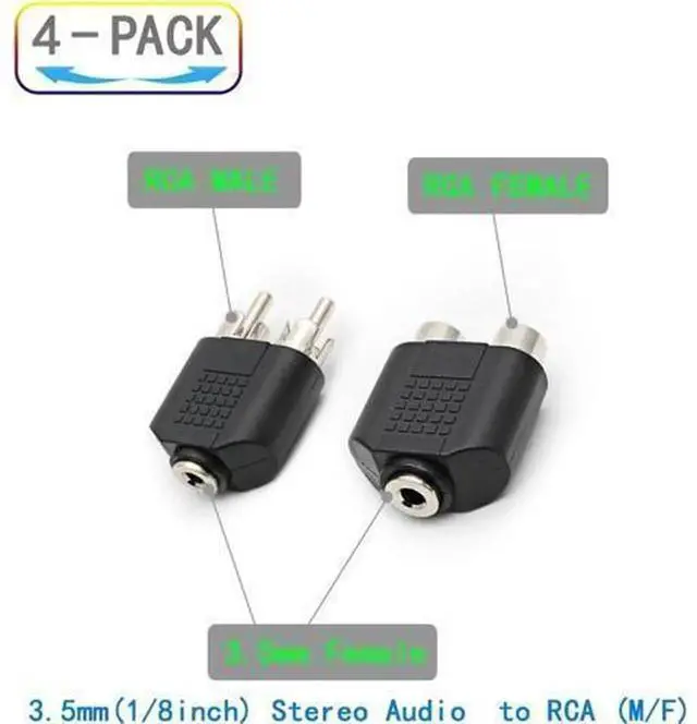 Alt view image 5 of 5 - 4 Pack 3.5mm Stereo Female to Dual 2 RCA Male Audio Adapter Cable, Nickel Plated Aux to RCA Converter Cord Compatible with Apple Samsung Huawei Laptops, Edifier JBL Speakers, Sony LG TV, Amplifier for