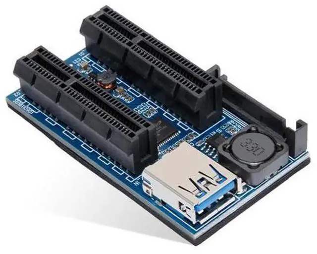 Alt view image 2 of 6 - PCIe x1 to Dual PCIe x4 Riser Extension Cable, PCI-E 1X to Double 4X Slot Expansion Cord, Stable Signal Transfer Wire Compatible with Intel AMD Motherboard Network Card, Capture Card, Sound Card for D