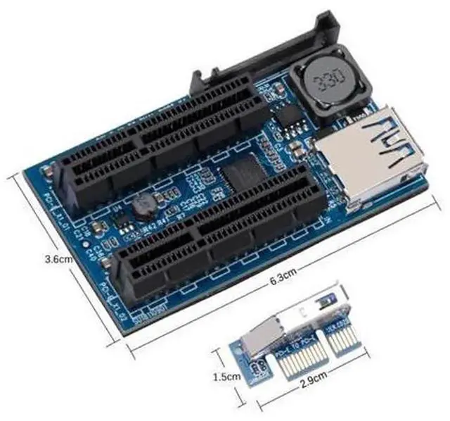 Alt view image 3 of 6 - PCIe x1 to Dual PCIe x4 Riser Extension Cable, PCI-E 1X to Double 4X Slot Expansion Cord, Stable Signal Transfer Wire Compatible with Intel AMD Motherboard Network Card, Capture Card, Sound Card for D
