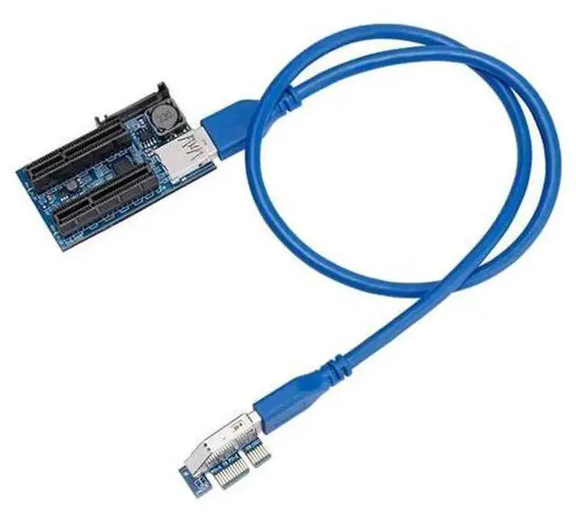Alt view image 6 of 6 - PCIe x1 to Dual PCIe x4 Riser Extension Cable, PCI-E 1X to Double 4X Slot Expansion Cord, Stable Signal Transfer Wire Compatible with Intel AMD Motherboard Network Card, Capture Card, Sound Card for D