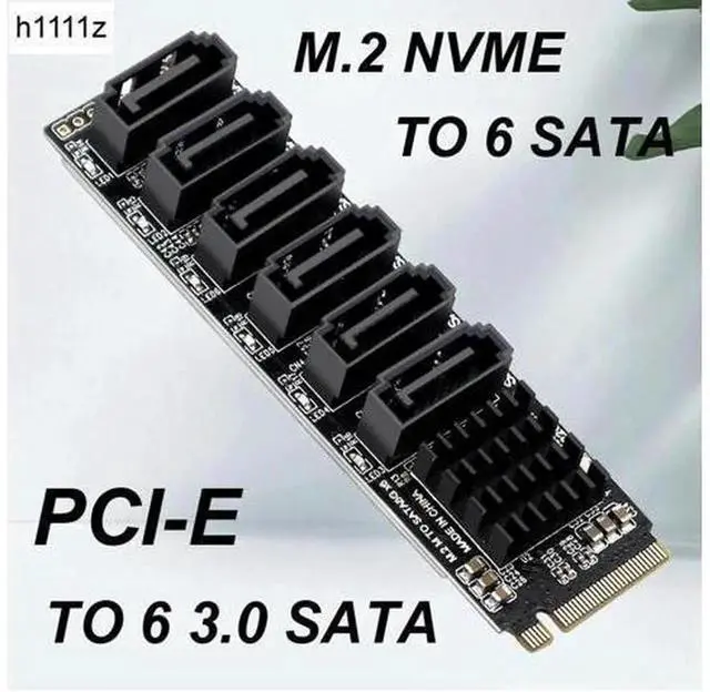 Main image of M.2 M Key NVMe to SATA3 Expansion Card, NGFF M2 to SATA Adapter Port Multiplier SATA 3 6Gbps Internal SSD Controller Card, Plug&Play Storage Expander Compatible with ASUS MSI Gigabyte Intel AMD