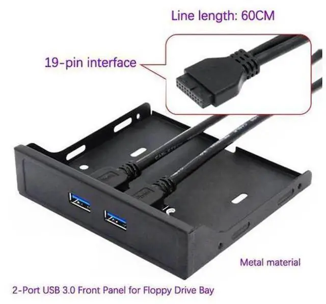Main image of USB 3.0 Front Panel Adapter Floppy Drive Bay USB3 Expansion Card, Internal 19-Pin / 20-Pin Motherboard Header to USB 3.0 Front Port Converter Cable, Desktop Chassis Floppy Bay Mount USB 3.0 Extender