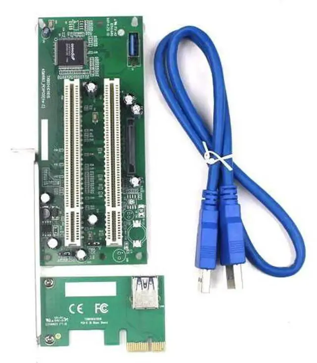 Alt view image 2 of 7 - PCIe to Dual PCI Expansion Adapter Card, PCI-e x1 to 2 PCI Slot Converter Controller Card, Internal PCI Slot Expander Compatible with PCI Sound Capture Tax Cards, USB Port Equipped PCI to PCIe Riser