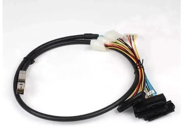 Main image of 3.3FT Internal HD Mini SAS SFF-8644 to 4×SFF-8482 Breakout Cable with IDE 4Pin Molex Power Cord, SAS 3.0 12Gbps Server Storage Fanout Wire for LSI RAID HBA Card Connecting 4 SATA SAS Hard Drives in De
