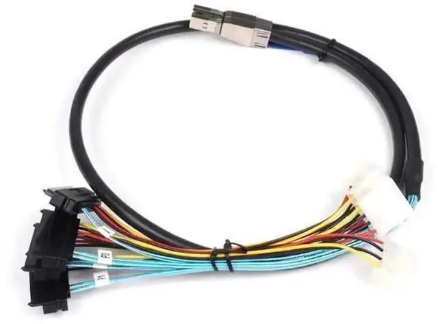 Alt view image 5 of 6 - 3.3FT Internal HD Mini SAS SFF-8644 to 4×SFF-8482 Breakout Cable with IDE 4Pin Molex Power Cord, SAS 3.0 12Gbps Server Storage Fanout Wire for LSI RAID HBA Card Connecting 4 SATA SAS Hard Drives in De
