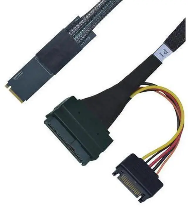 Main image of PCIe 5.0 M.2 to U.2 Adapter Cable, M.2 M-Key to SFF-8639 U.2 NVMe SSD Converter with 15Pin SATA Power, Right Exit Design, 1.6ft/50cm Braided Cable, Supports PCIe 5.0/4.0/3.0 x4 NVMe 2.5 U.2 Drives fo