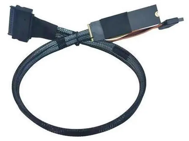 Alt view image 2 of 7 - PCIe 5.0 M.2 to U.2 Adapter Cable, M.2 M-Key to SFF-8639 U.2 NVMe SSD Converter with 15Pin SATA Power, Right Exit Design, 1.6ft/50cm Braided Cable, Supports PCIe 5.0/4.0/3.0 x4 NVMe 2.5 U.2 Drives fo