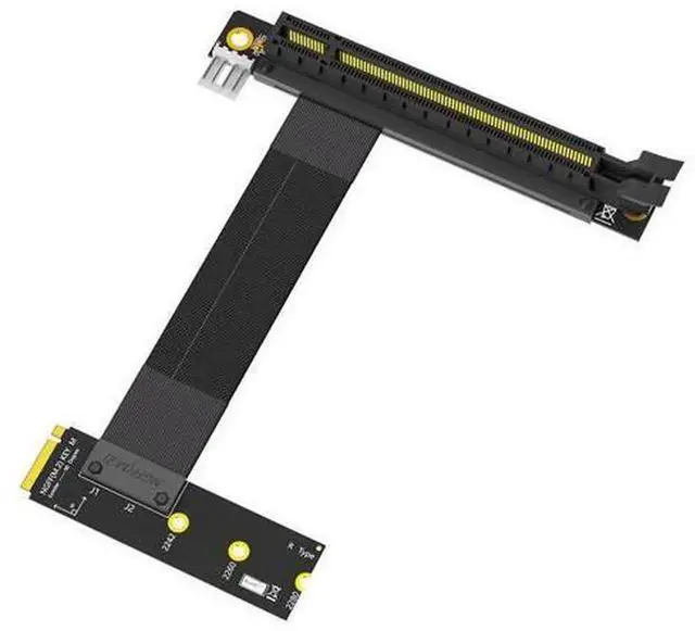 Main image of 90 Degree PCIe 16X to M.2 M-Key NGFF Adapter Graphics Card Extension Cable, PCIe x16 Vertical Right Angle Riser Cord, M.2 2280 M Key Slot External GPU Dock Converter for Desktop Mini ITX PC Gaming Vid