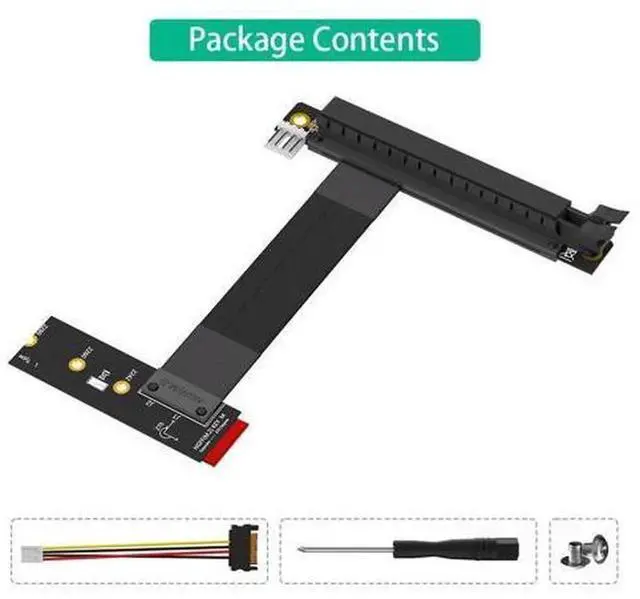 Alt view image 2 of 7 - 90 Degree PCIe 16X to M.2 M-Key NGFF Adapter Graphics Card Extension Cable, PCIe x16 Vertical Right Angle Riser Cord, M.2 2280 M Key Slot External GPU Dock Converter for Desktop Mini ITX PC Gaming Vid