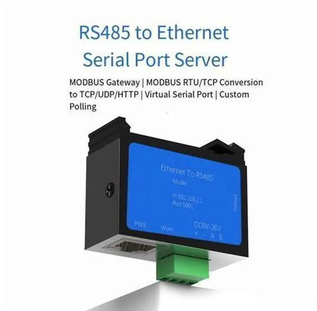 Alt view image 2 of 4 - Industrial RS485 Serial to Ethernet TCP/IP Gateway Modbus Converter, IoT Serial Server Module Supports Modbus RTU/TCP, Dual-Watchdog Anti-Disconnection, Wide Voltage 9-36V DC, Metal Shell for Factory