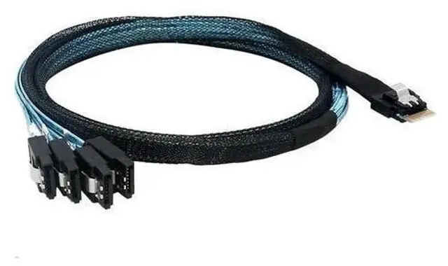 Main image of 24Gbps SFF-8654 4i to 4 SATA 3 Array Card Splitter Cable, 1-to-4 Mini SAS HD Internal Adapter Cord, High Speed Mini SAS SFF8654 to Quad SATA III Storage Converter Wire for RAID Controller Card, Server