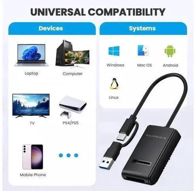 Alt view image 3 of 7 - M.2 SSD Dock Cable Enclosure with RTL9210B Chipset, USB3.0 Type-A & USB-C to M.2 M-Key NGFF NVMe SATA Dual Protocol Adapter, Portable External Cable-Style Drive Reader for 2280 M.2