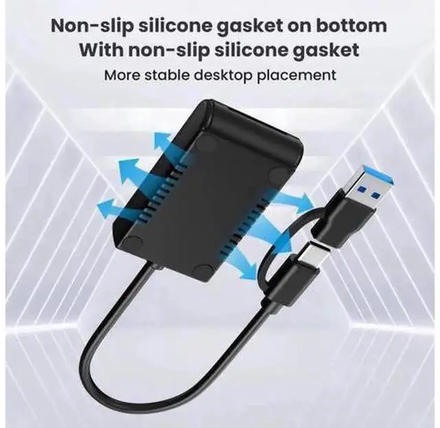 Alt view image 2 of 7 - M.2 SSD Dock Cable Enclosure with RTL9210B Chipset, USB3.0 Type-A & USB-C to M.2 M-Key NGFF NVMe SATA Dual Protocol Adapter, Portable External Cable-Style Drive Reader for 2280 M.2