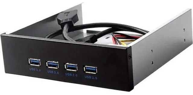 Alt view image 2 of 7 - 4-Port USB 3.0 Front Panel Hub Cable, 5.25 Inch CD-ROM Bay Mount USB Hub Cord with 20Pin/19Pin Motherboard Header Connector, Internal Desktop Chassis Expansion Wire for PC Front Multi USB Port Ac