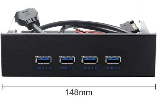 Alt view image 6 of 7 - 4-Port USB 3.0 Front Panel Hub Cable, 5.25 Inch CD-ROM Bay Mount USB Hub Cord with 20Pin/19Pin Motherboard Header Connector, Internal Desktop Chassis Expansion Wire for PC Front Multi USB Port Ac